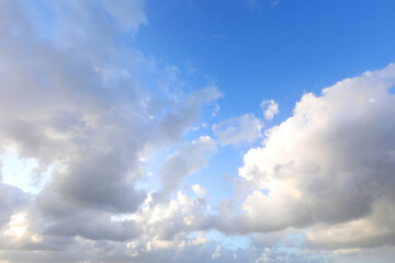 natural background ideal as a concept of pure air and freedom with blue sky and white and soft clouds