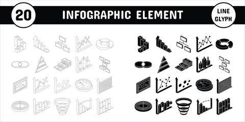Infographic Element Line Glyph Vector Illustration Icon Sticker Set Design Materials