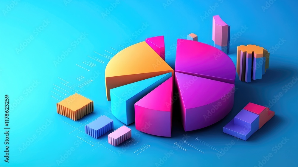 Poster a conceptual image of a d pie chart being transformed into different shapes, symbolizing the versati