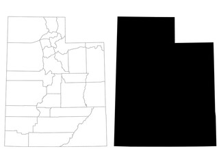 Utah map sets, Utah administrative map, Utah outline and counties state map set - illustration version