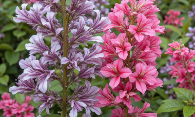 Crape Myrtle (Lagerstroemia indica) A popular flowering shrub or small tree with vibrant, showy flowers in a range of colors,