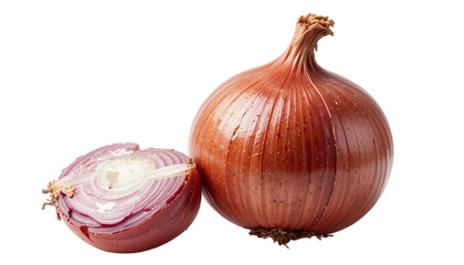 Fresh Red Onions - Whole and Sliced for Culinary Use Transparent background
