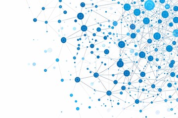 Abstract Network Design with Circles and Nodes in Blue Color Palette