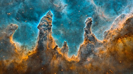 Obraz premium Cosmic Pillars Nebula Stars Space Astronomy Galaxy
