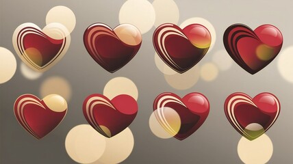 hearts on red background