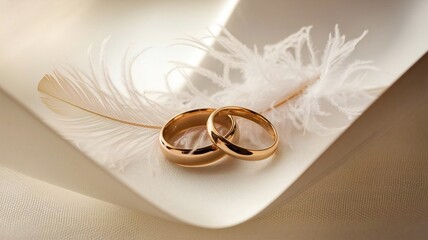 wedding rings on a bouquet
