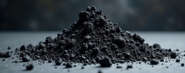Dark grey powder cloud, soil & coal fragments , dirt, splash, particles