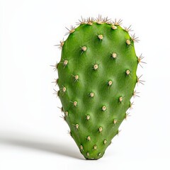Isolated Ripe Green Nopal Cactus on White Background