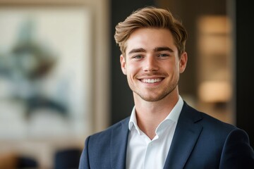 Fototapeta premium Modern Business Champion: Young Adult Businessman in a Professional Setting