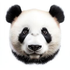 Adorable Fluffy Panda Bear Face on Clean White Backdrop