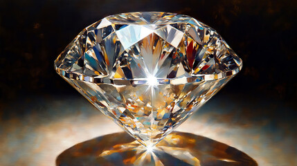 finance, A large, sparkling diamond, a hyper-realistic oil painting with meticulous detail.