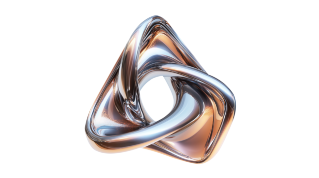Star shape metal swirl isolated background curvy silver liquid twisted