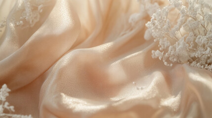 Fototapeta premium originality, An enchanting close-up of an ethereal fabric, its soft sheen and subtle shimmer creating a dreamy atmosphere.