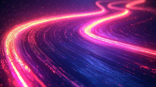 Abstract speed light trails effect path, fast moving neon futuristic technology background, future virtual reality, motion effect, curve of neon bright