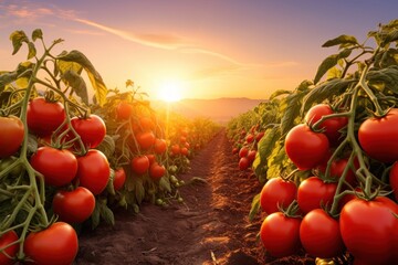 Fresh organic tomato farming agriculture countryside outdoors.