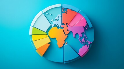 A colorful 3D globe representation emphasizing different regions and segments.