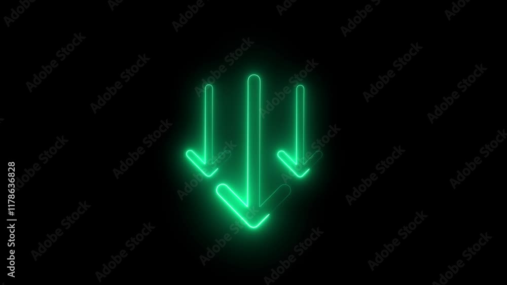 Poster arrow animation red chroma down light and black background. 4k animation icon video.abstract loading