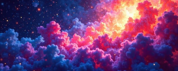 Fluid, swirling nebula-like forms in vibrant hues , design, motion, pattern