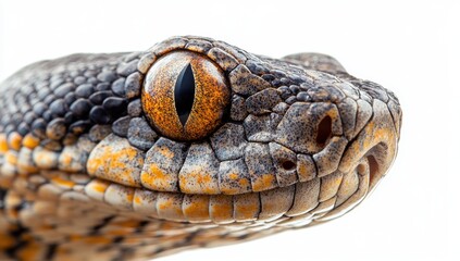 Fototapeta premium Close-Up Portrait of a Colorful Snake Showcasing Intricate Scales and Captivating Eye, Perfect for Wildlife Enthusiasts and Nature Lovers