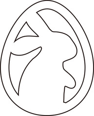 Easter egg shape with bunny pattern outline.
Simple cute  Easter egg coloring drawing.
Isolated  laser Cut Easter egg with bunny.
Transparent background.