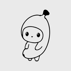 Cat in Banana Costume meme Character Design. Cute Cat in Banana Clothes