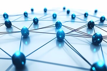 Abstract network connections with glowing blue nodes and lines