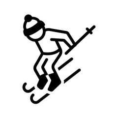 Vector solid black icon for Skier