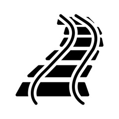 Vector solid black icon for Train lines