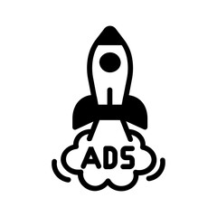 Vector solid black icon for Ad boosting