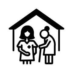 Vector solid black icon for Assisted living