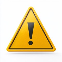 Bright Yellow Triangular Warning Sign with Exclamation Mark