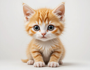 Funny large longhair gray tabby cute kitten with beautiful cat