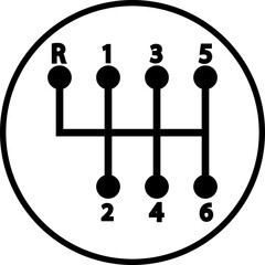 Car transmission icon vector in trendy black flat style. Gearbox symbol. Shifting lever symbol illustration. Manual transmission for UI design element isolated on transparent background.