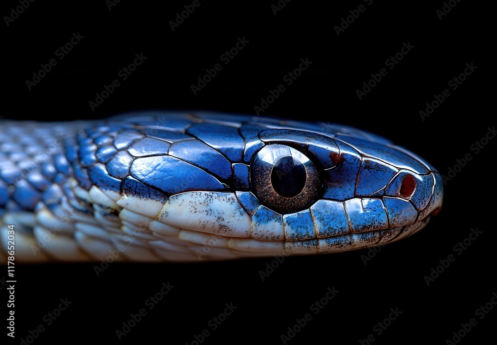 Poster stunning close-up of a colorful snake head with intricate scale patterns and bold eye captured again