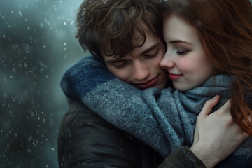 Loving couple embracing. Love, happy valentine's day background. Alternative Ai.	

