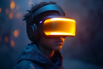 Young Person Immersed In Virtual Reality Headset Experience