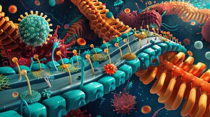 Obraz premium Microscopic Cellular Structure D Render Abstract Biology