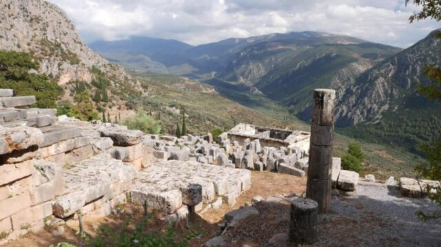 Ruins and valley of Delphi, Greece