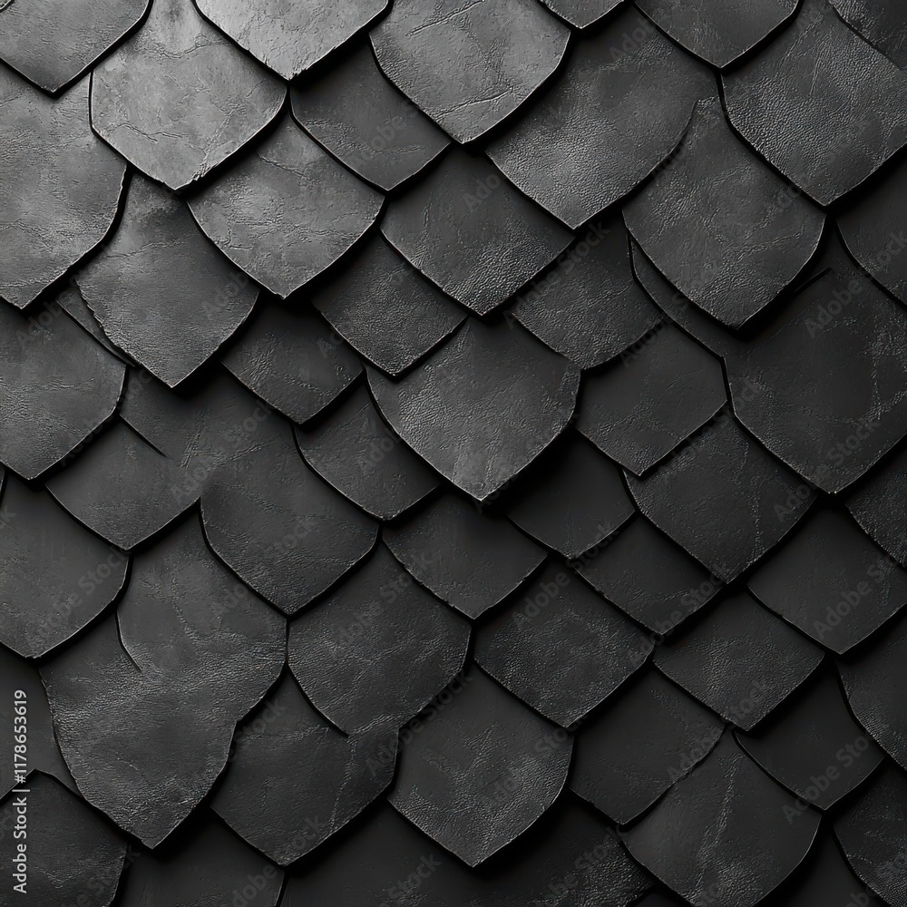 Aufkleber textured black shingles with glossy finish showing unique pattern, ideal for architecture, design, i
