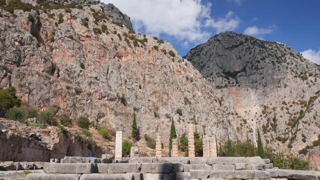 Ruins of Delphi and surrounding mountains, Greece