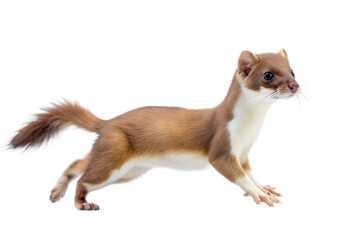 Obraz premium Stoat running, isolated on black background