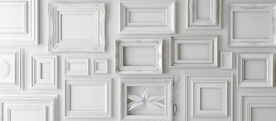Elegant White Frames Arrangement on Wall
