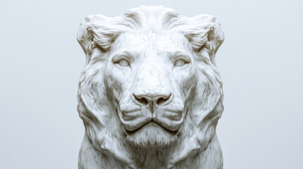 Obraz premium finance, A marble lion sculpture, with a simple background and a symmetrical composition.