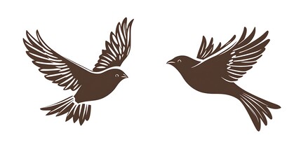 Obraz premium Flying birds silhouettes on white background.