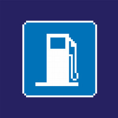 pixel art traffic signs icon, vector illustration on isolated background.