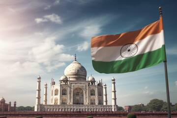 Taj mahal flag day architecture.