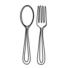  Spoon and fork continuous one line art drawing  