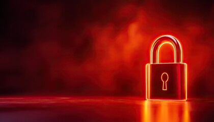 A glowing red padlock against a smoky background, symbolizing security, protection, and confidentiality.