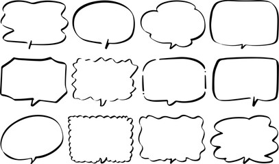 Obraz premium Set of Speech Bubbles with Rough Edges - Comic and Dialogue Elements for Creative Design Projects and Communication Graphics