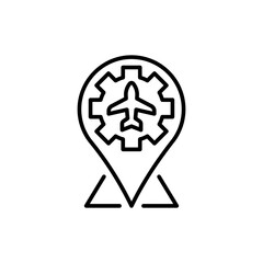 Aircraft repair location outline icons, minimalist vector illustration ,simple transparent graphic element .Isolated on white background